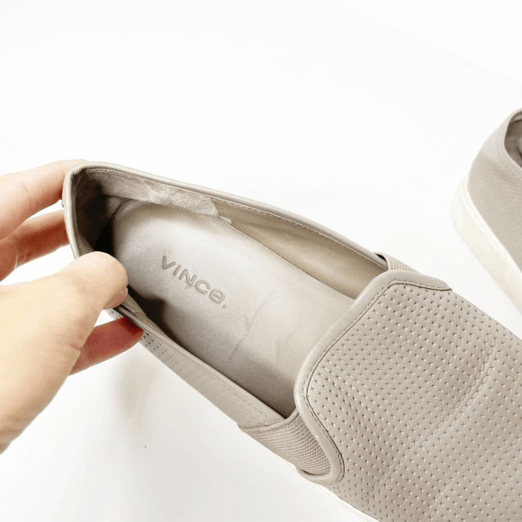 Vince Perforated Leather Blair Sneaker Women's gray leather slip on size US 8 38 - Picture 3 of 6